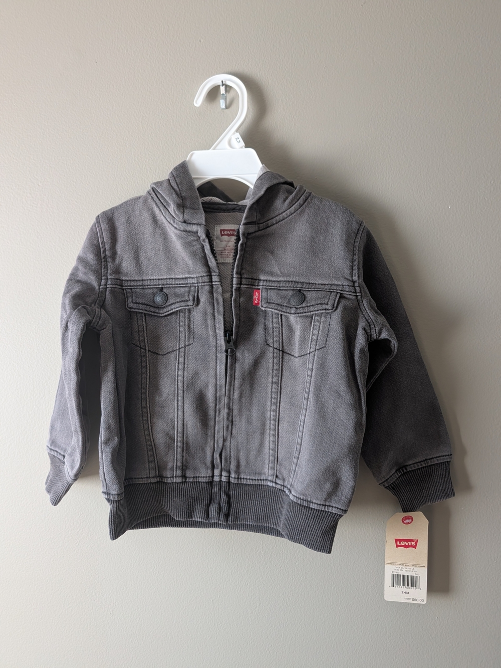 Levi's Kids Gray Hooded Jean Jacket